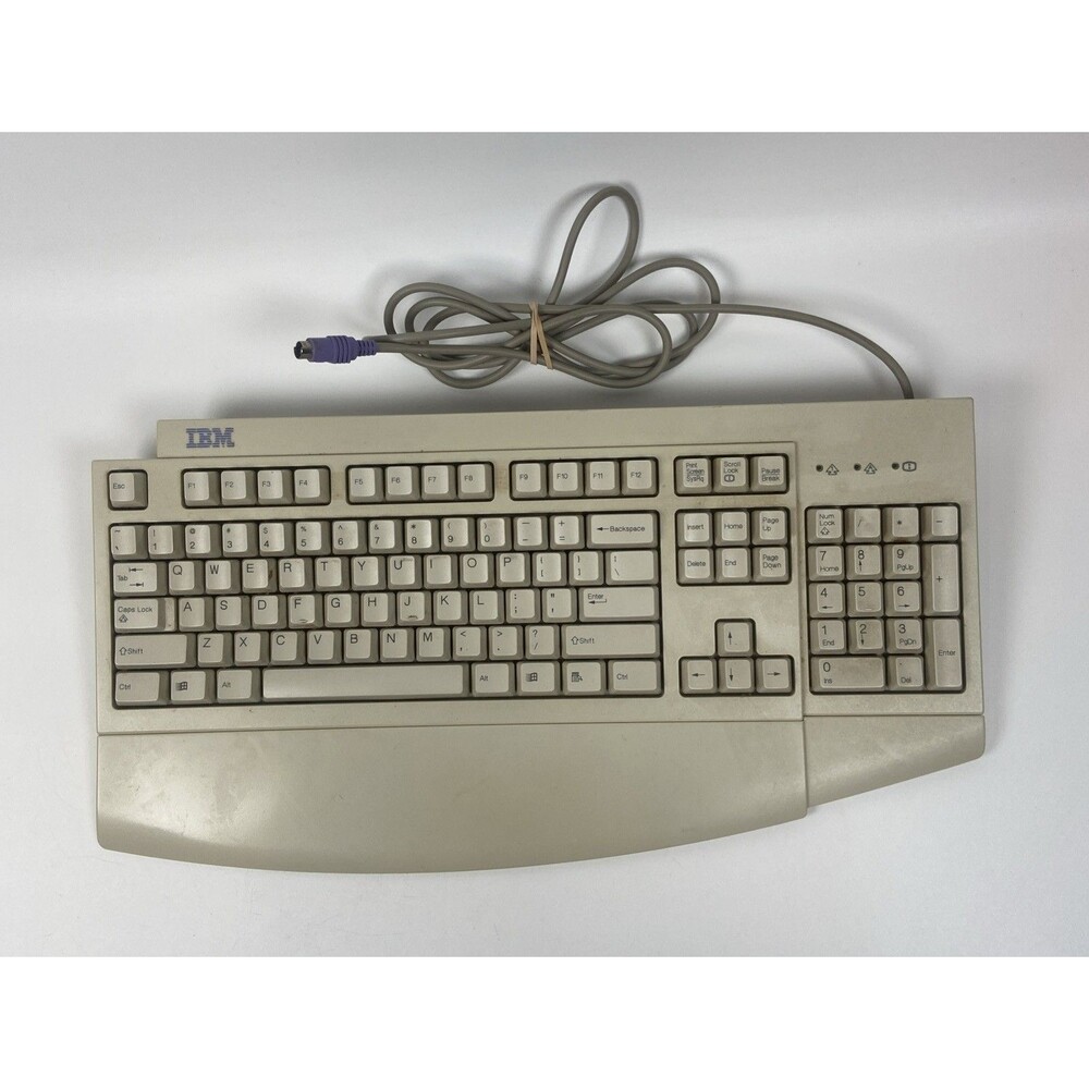 Vtg IBM Wired Keyboard KB-9910 QWERTY Wrist Rest Ergo Support Satisfying Click